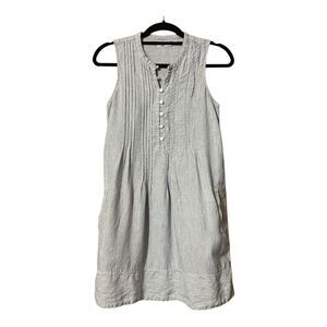 Faherty Womens Size XS Blue White Stripe Sleeveless Isha Popover Shirt Dress